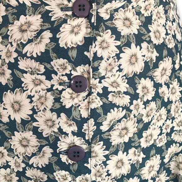 Vintage Express Skirt Blue Floral Button-Front A-Line Mini Size 10 Deadstock - Picture 6 of 9